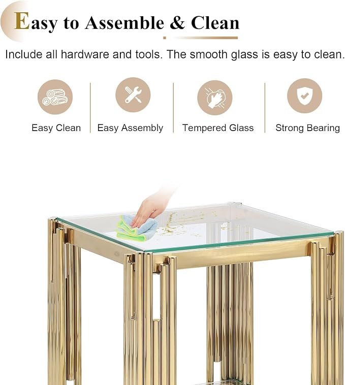 Clear Gold-end Table
