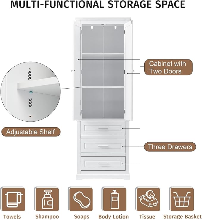 White 3 Drawers