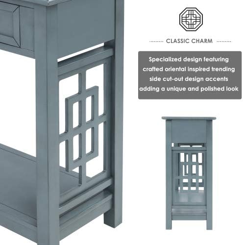 Antique Navy + Solid Wood