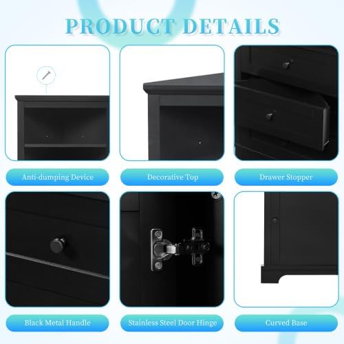 Black 3 Drawers