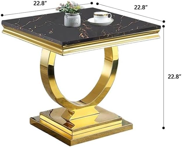Black & Gold Faux Marble End Table