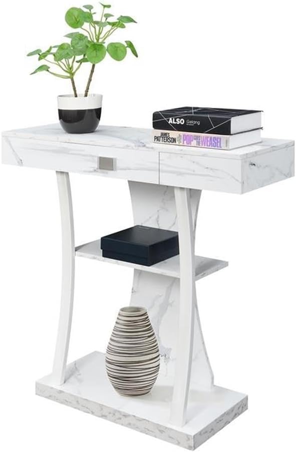 White Faux Marble/White Base