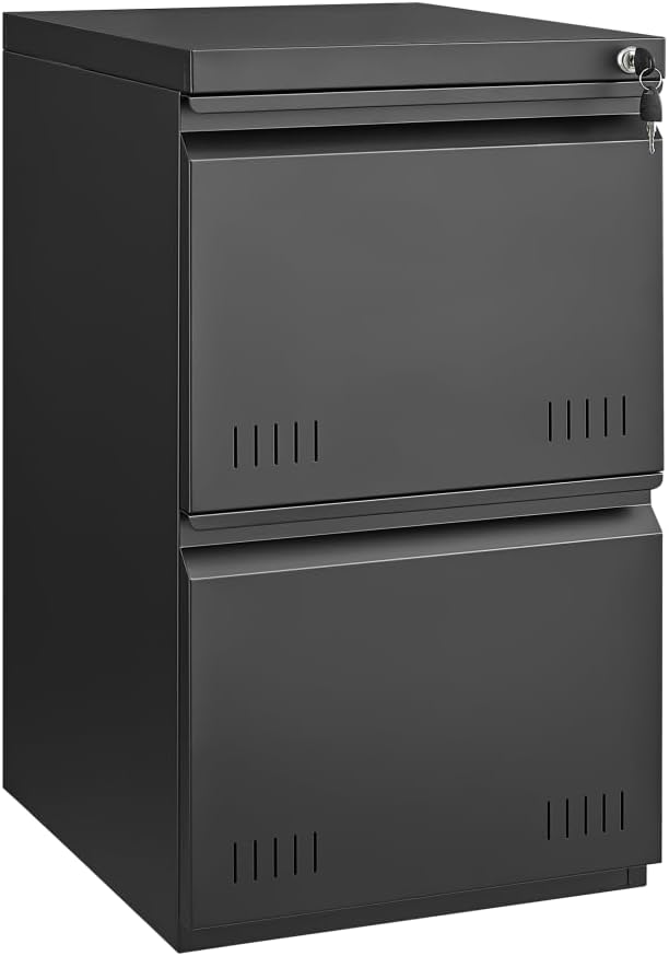 Matte-black 2-drawer Vertical