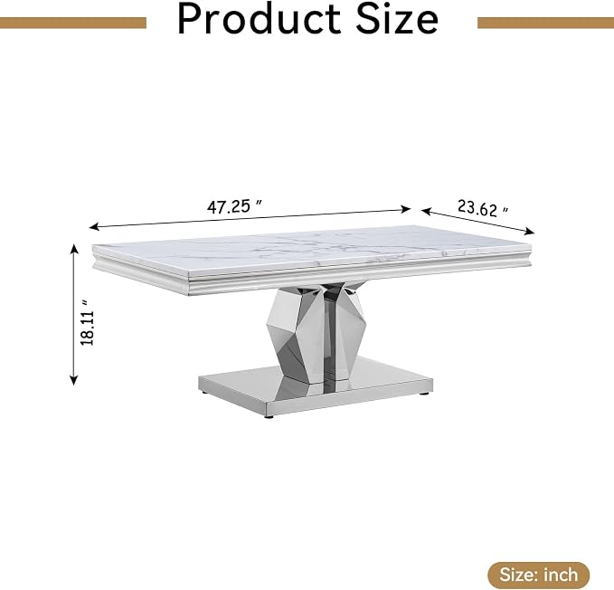 Coffee Table,white&silver-7