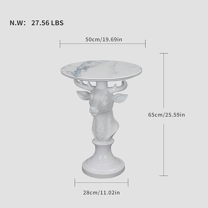 White Deer Statue Table