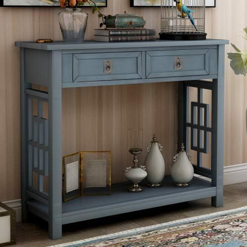 Antique Navy + Solid Wood