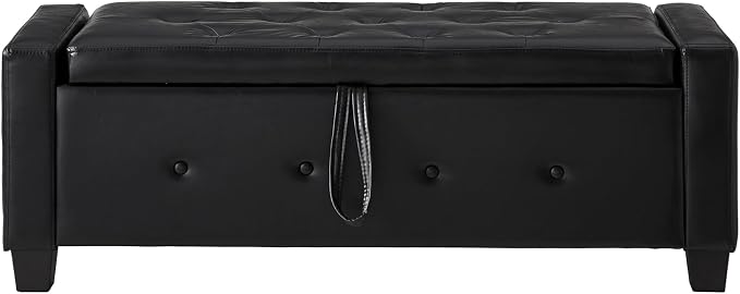 Black Faux Leather Tufted 48''