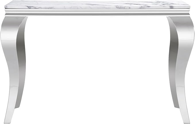 Console Table - White Silver Base