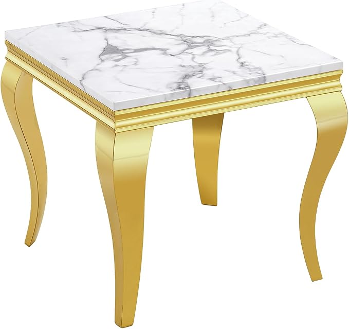 White Golden End Table