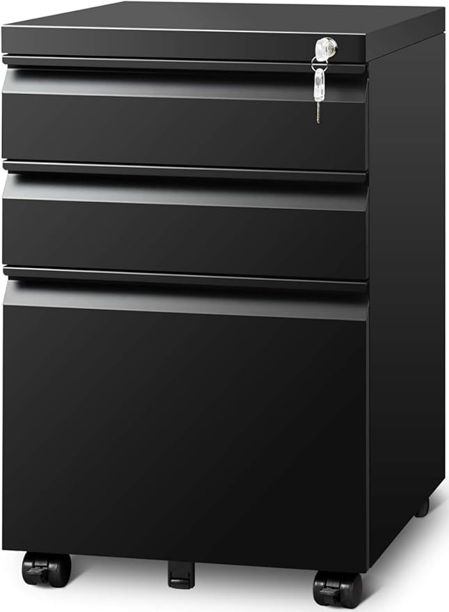 Matte-black 3-drawer Mobile