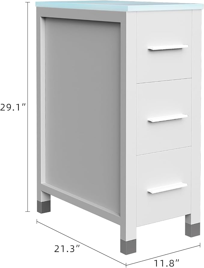 White Cabinet & Glass Top