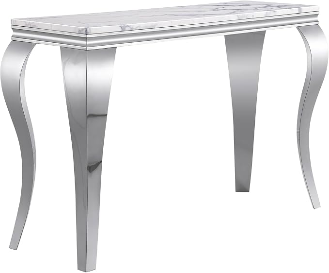 Console Table - White Silver Base