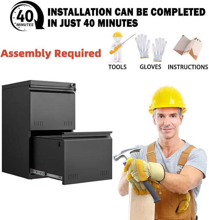 Matte-black 2-drawer Vertical