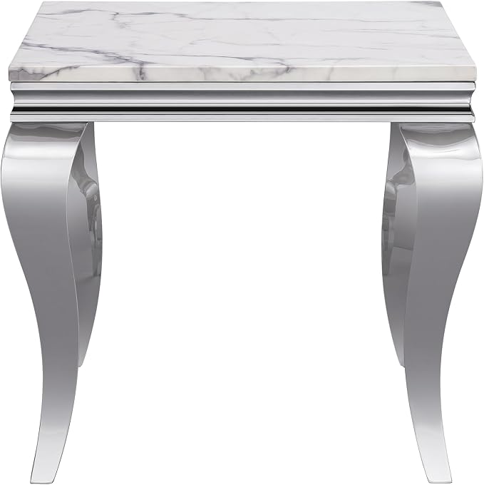 End Table - White Silver Base