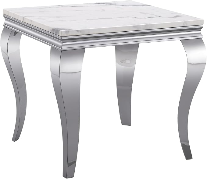 End Table - White Silver Base