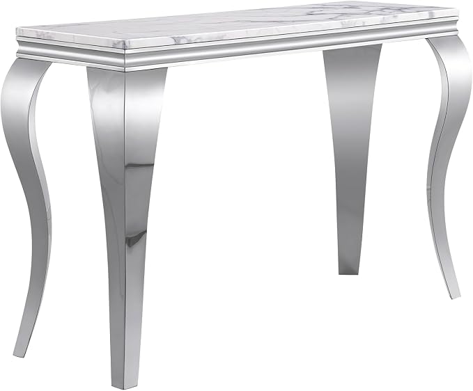 Console Table - White Silver Base