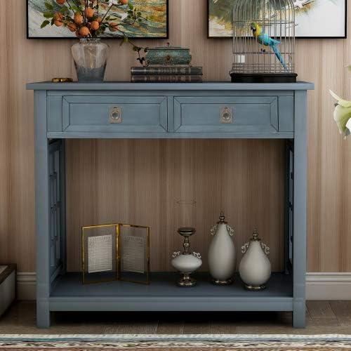Antique Navy + Solid Wood