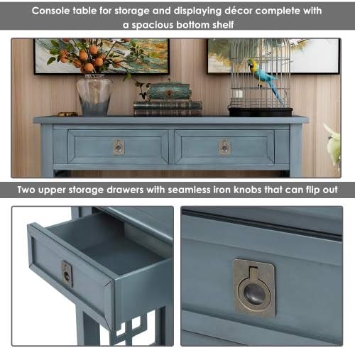 Antique Navy + Solid Wood