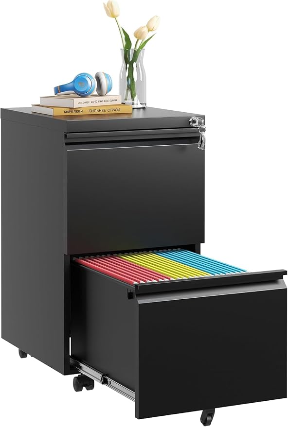 Matte-black 2-drawer Mobile