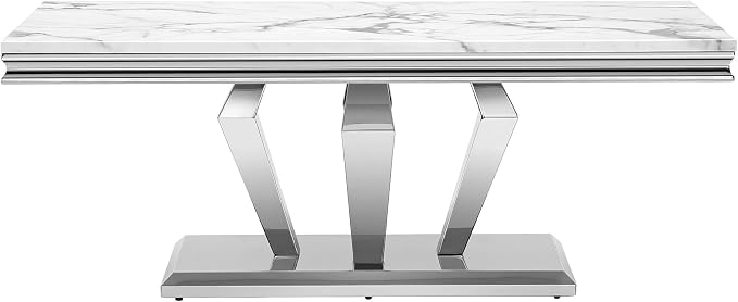 Diamond Base Coffee Table - White & Silver