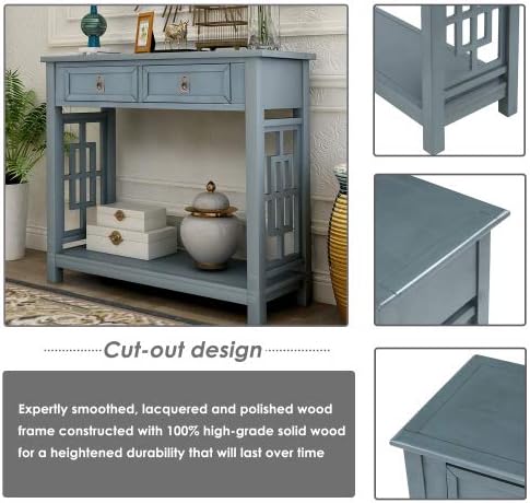 Antique Navy + Solid Wood