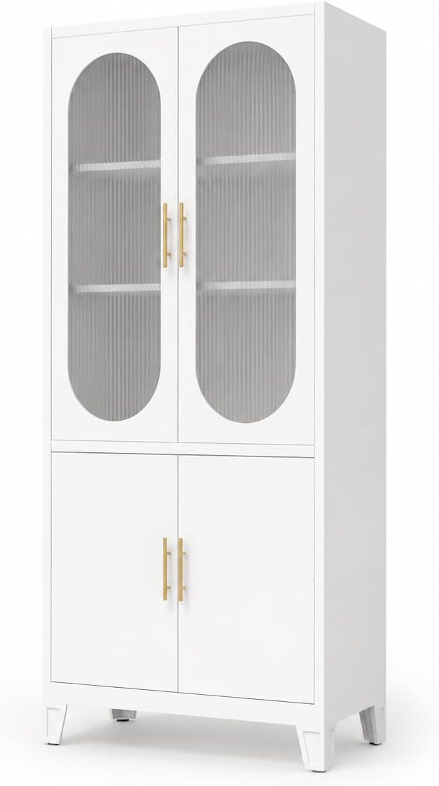 White-upper Glass & Lower Metal Doors
