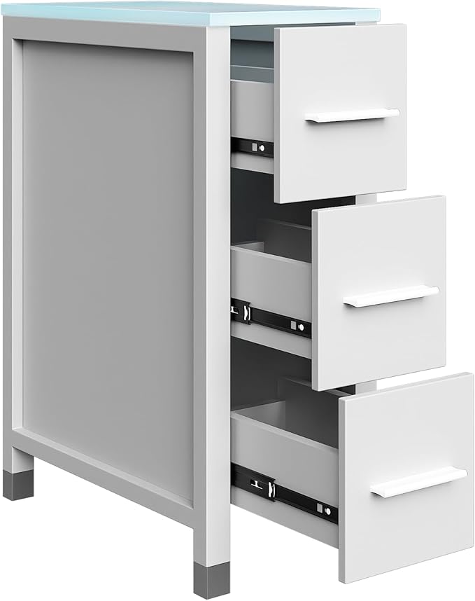 White Cabinet & Glass Top