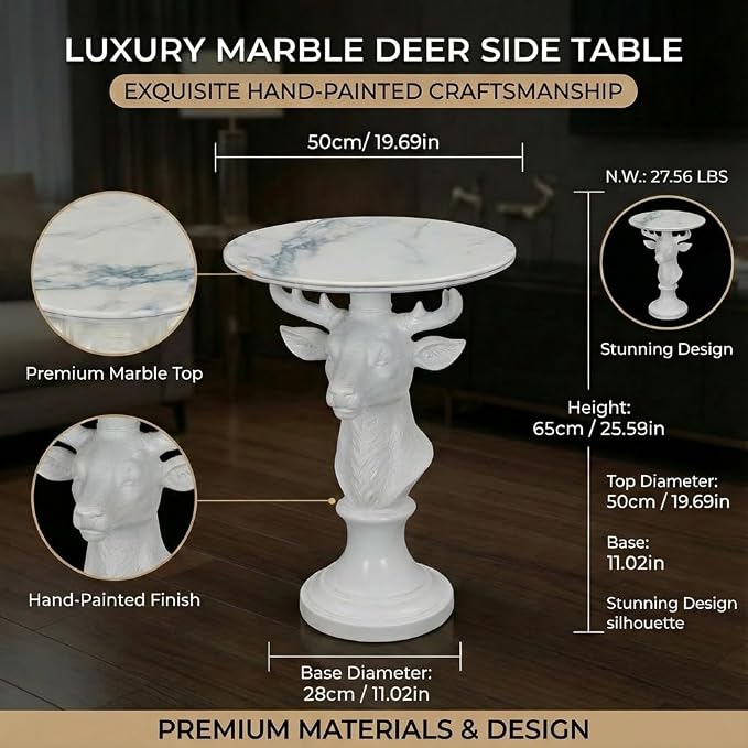 Large White Deer Table
