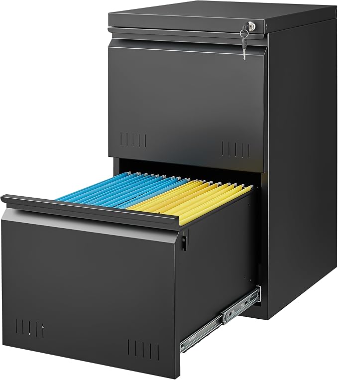 Matte-black 2-drawer Vertical