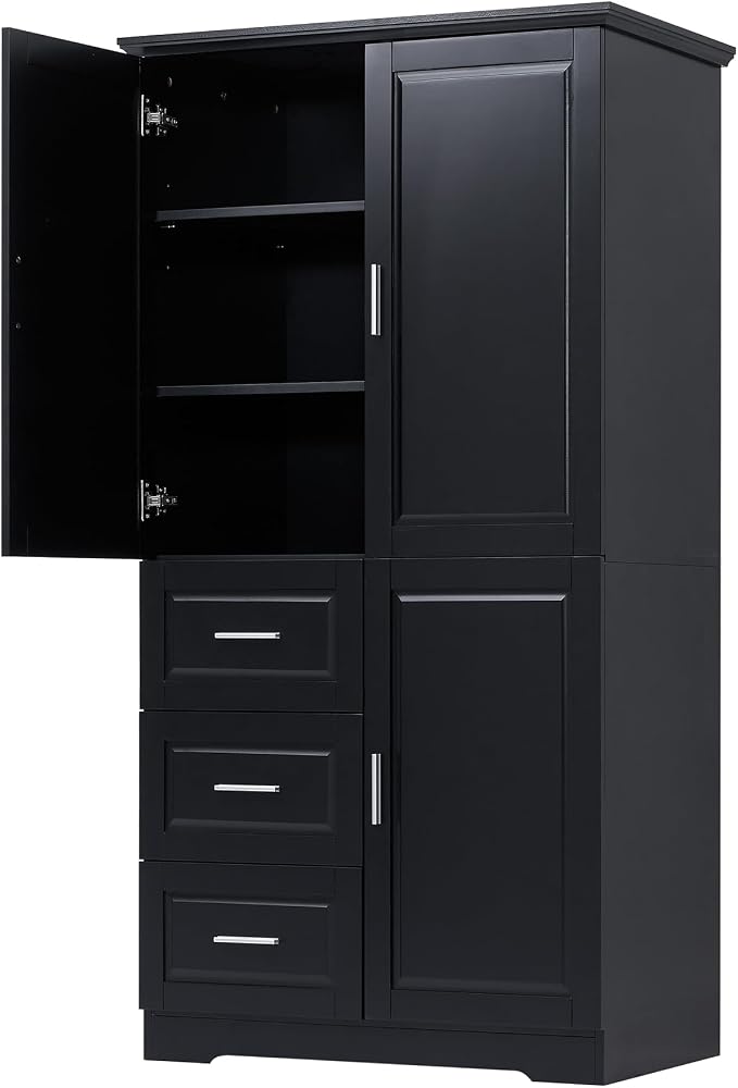 Black,wide Storage Cabinet