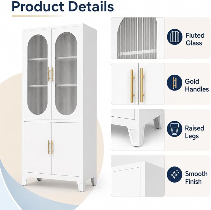 White-upper Glass & Lower Metal Doors