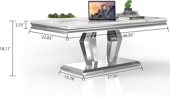 Coffee Table - White Silver Base