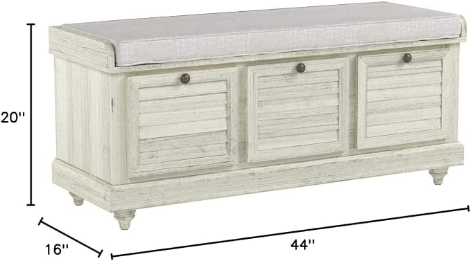 White Wash Finish With Off-white Fabric Cushion