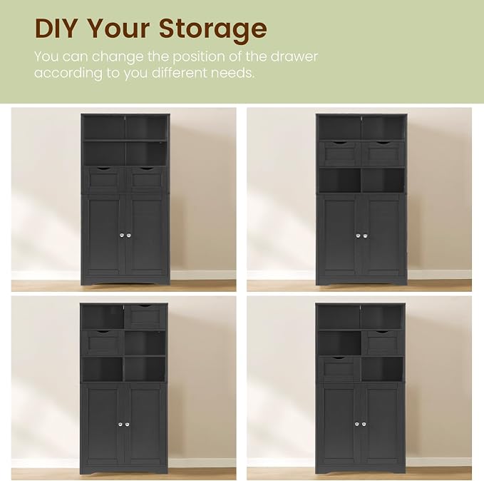 Black, 2 Drawers