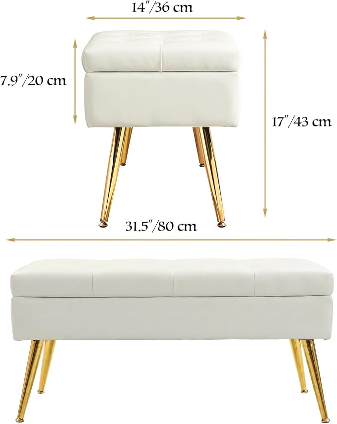 31.5'' Leather Ivory White