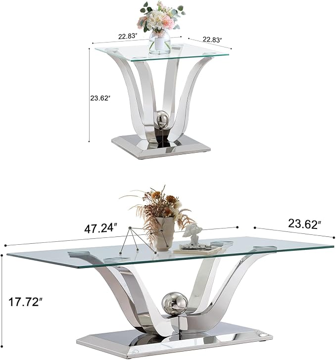 Silver-1 Coffee Table+1 End Table
