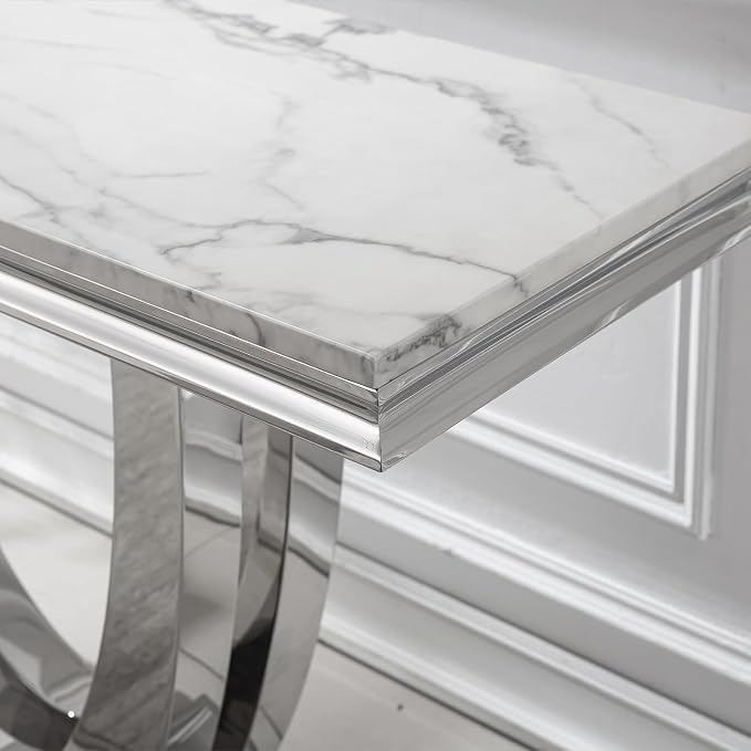 Console Table - White Silver Base