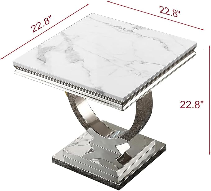 White & Silver - End Table