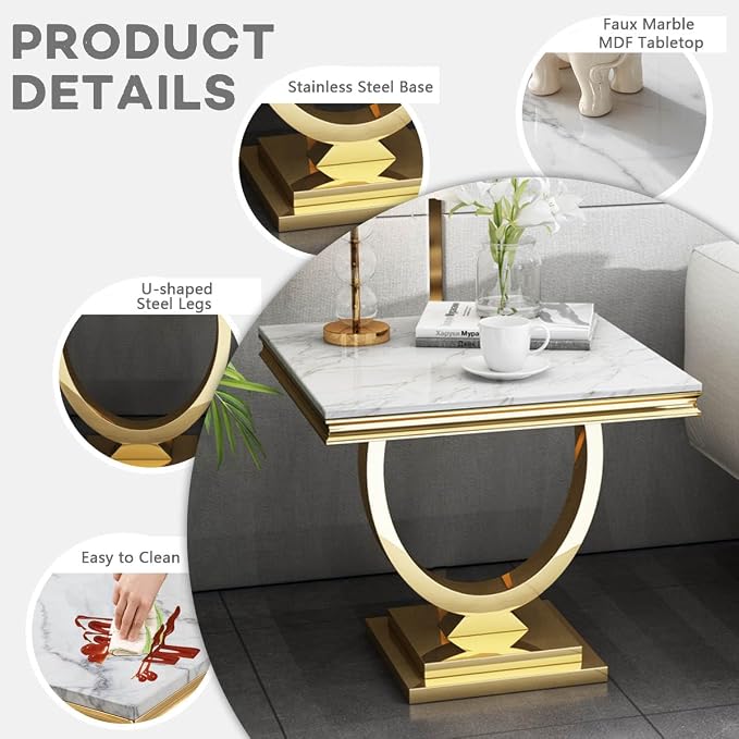End Table,white&silver