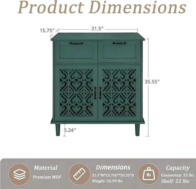 Green 2-door 2-drawer