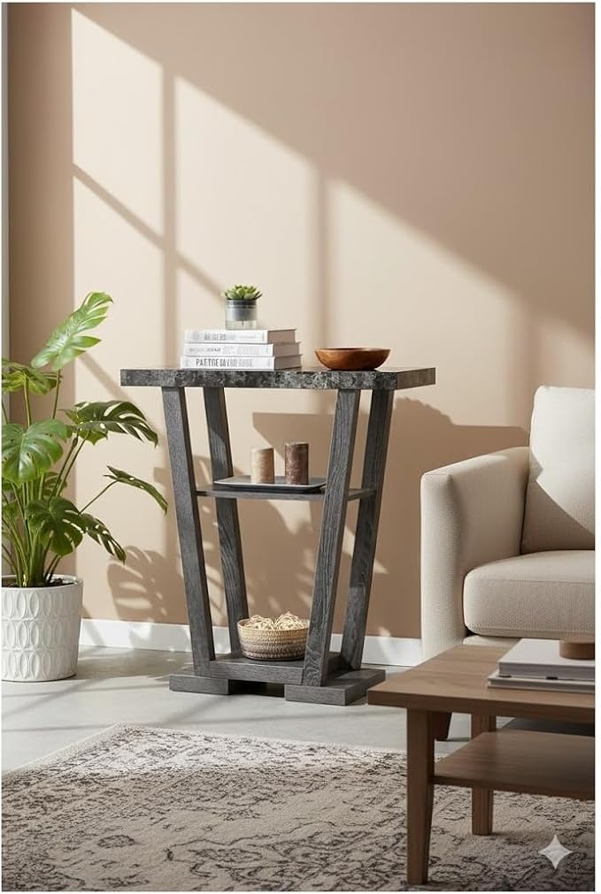 Faux Black Marble and Weathered Gray