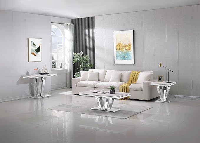 Console Table - White Silver