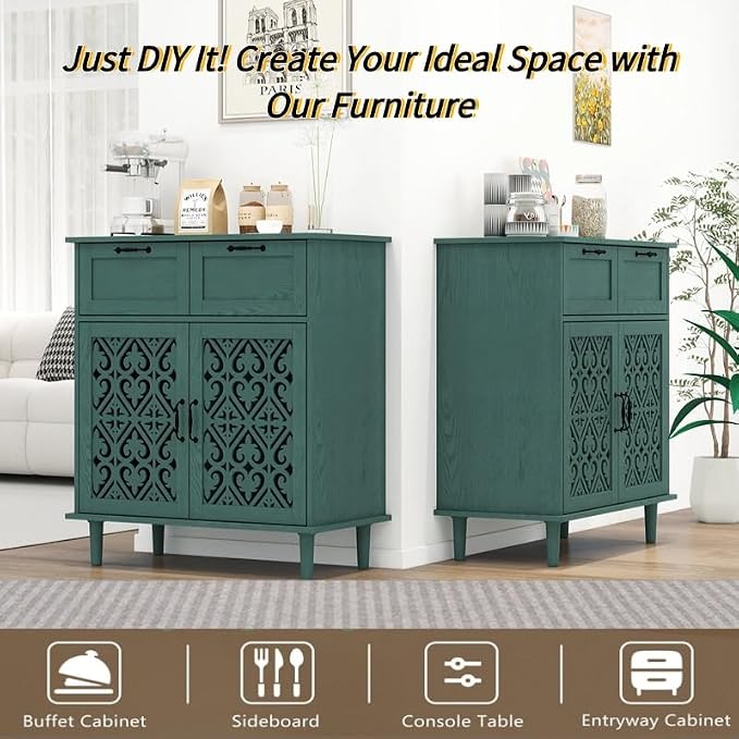 2 Set Green 2 Doors 2 Drawers