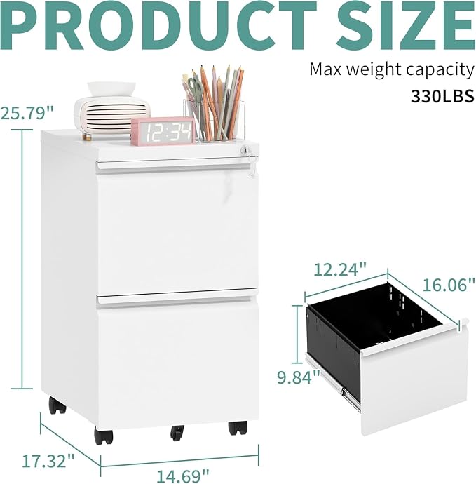 Matte-white 2-drawer Mobile