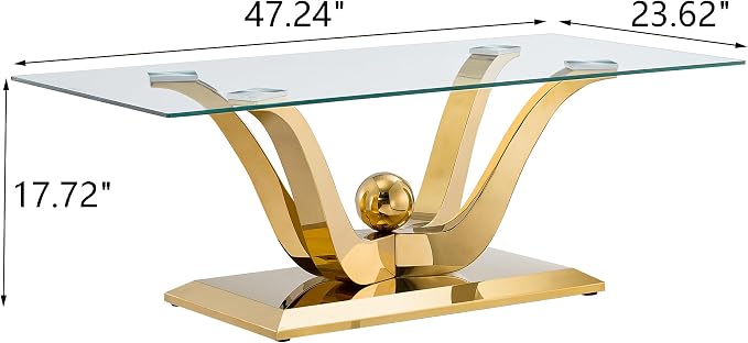 Gold Coffee Table - Floral Shape Base