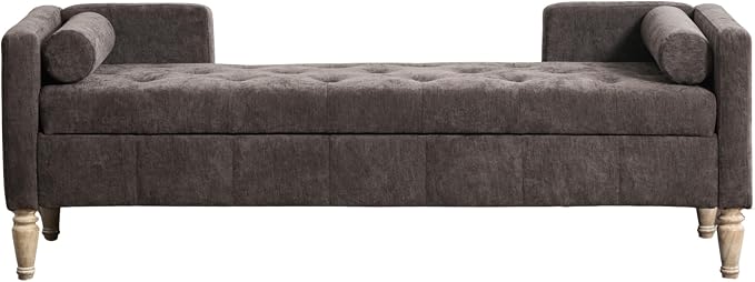 64.6'' W Dark Charcoal Brown - Wood Legs