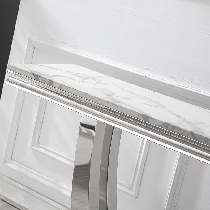 White & Silver Console Table