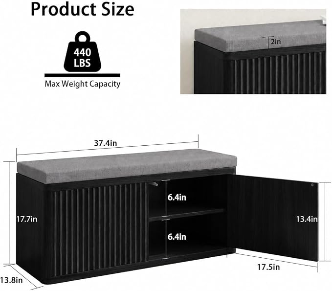 2 Door Shoe Cabinet-black