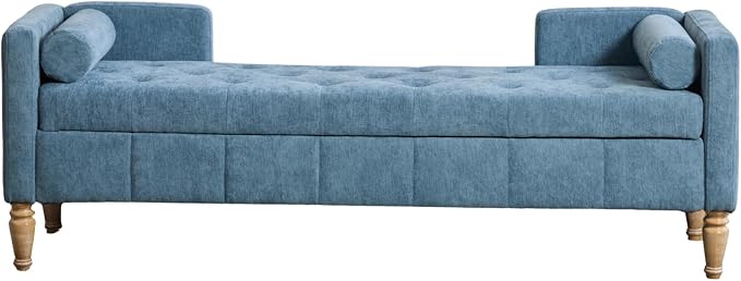 64.6'' W Blue - Wood Legs