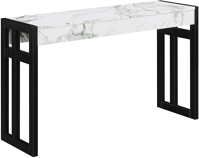 White Faux Marble/Black
